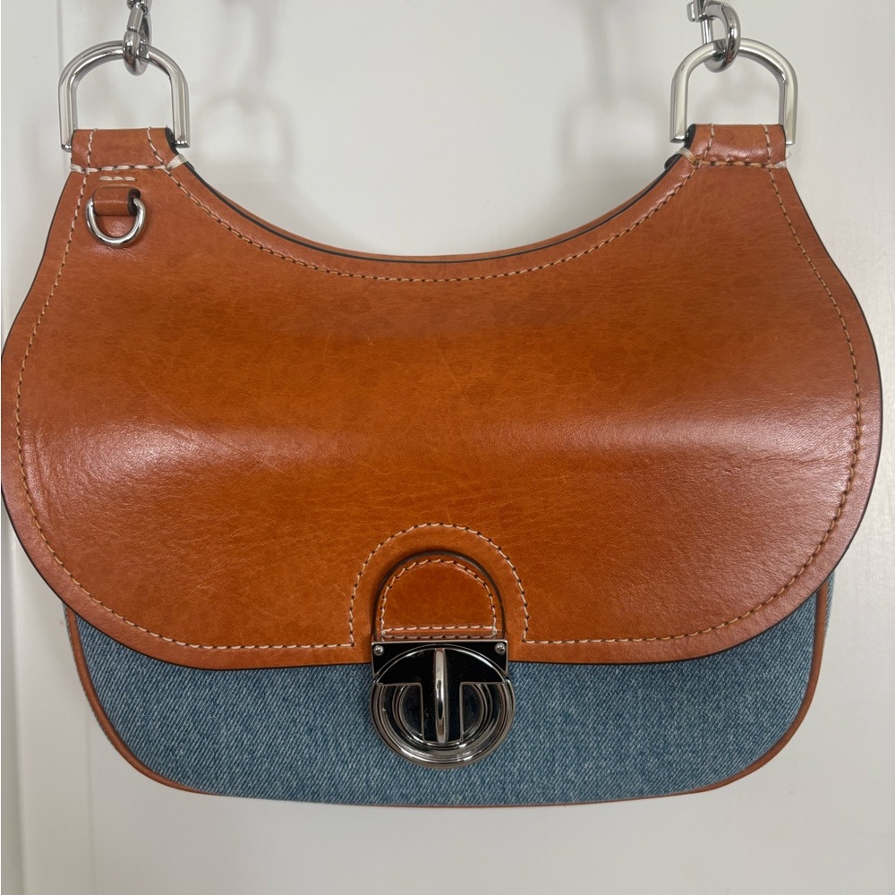 Last call- selling to re-saler NWOT- Tory Burch Tan & Blue Denim Bag- 2 straps